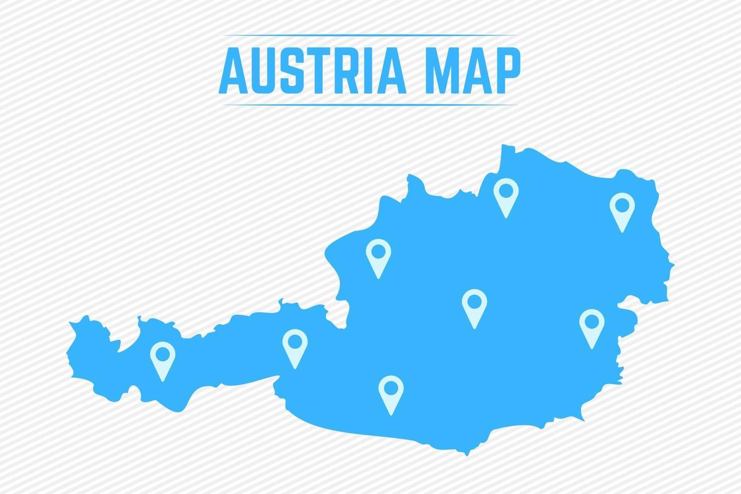 Austria mapa simple con iconos de mapa vector