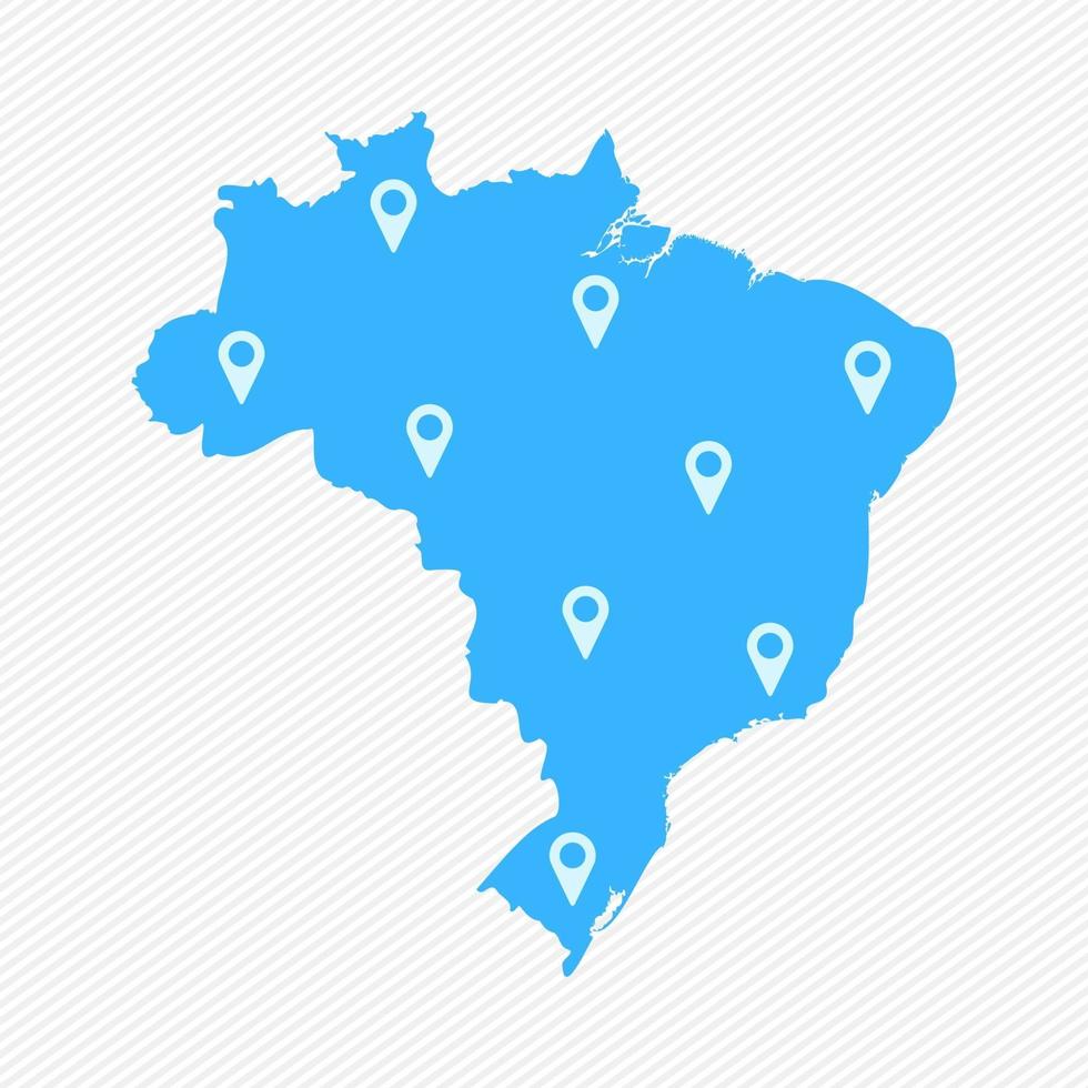 Brasil mapa simple con iconos de mapa vector