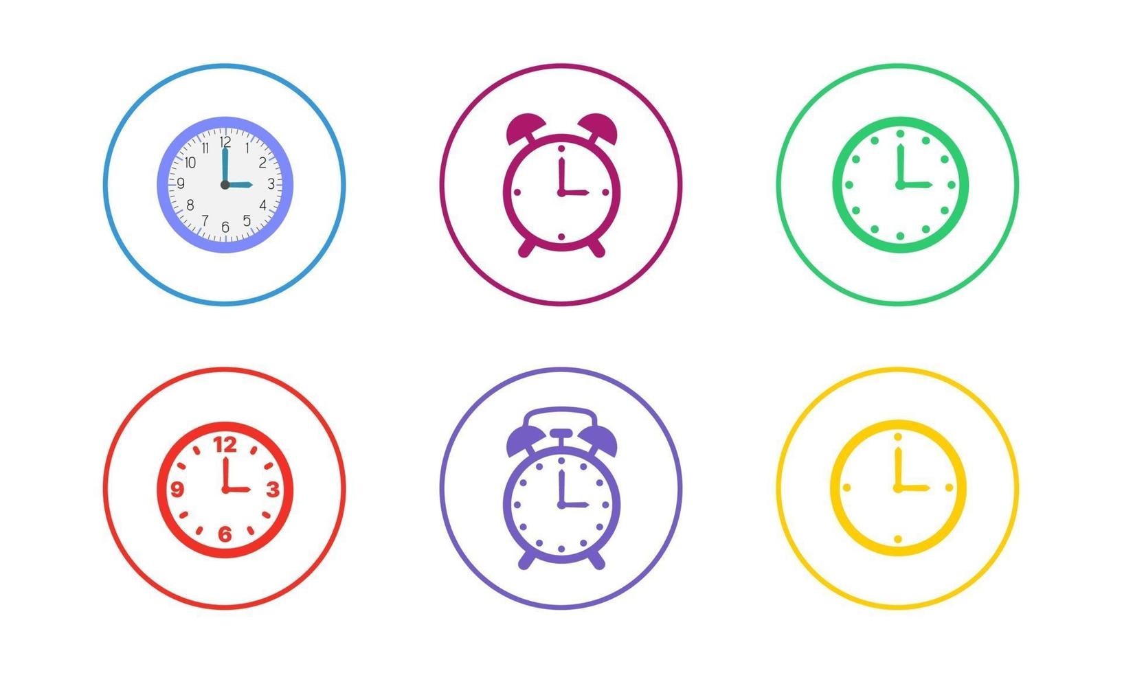 conjunto de iconos de reloj colorido vector