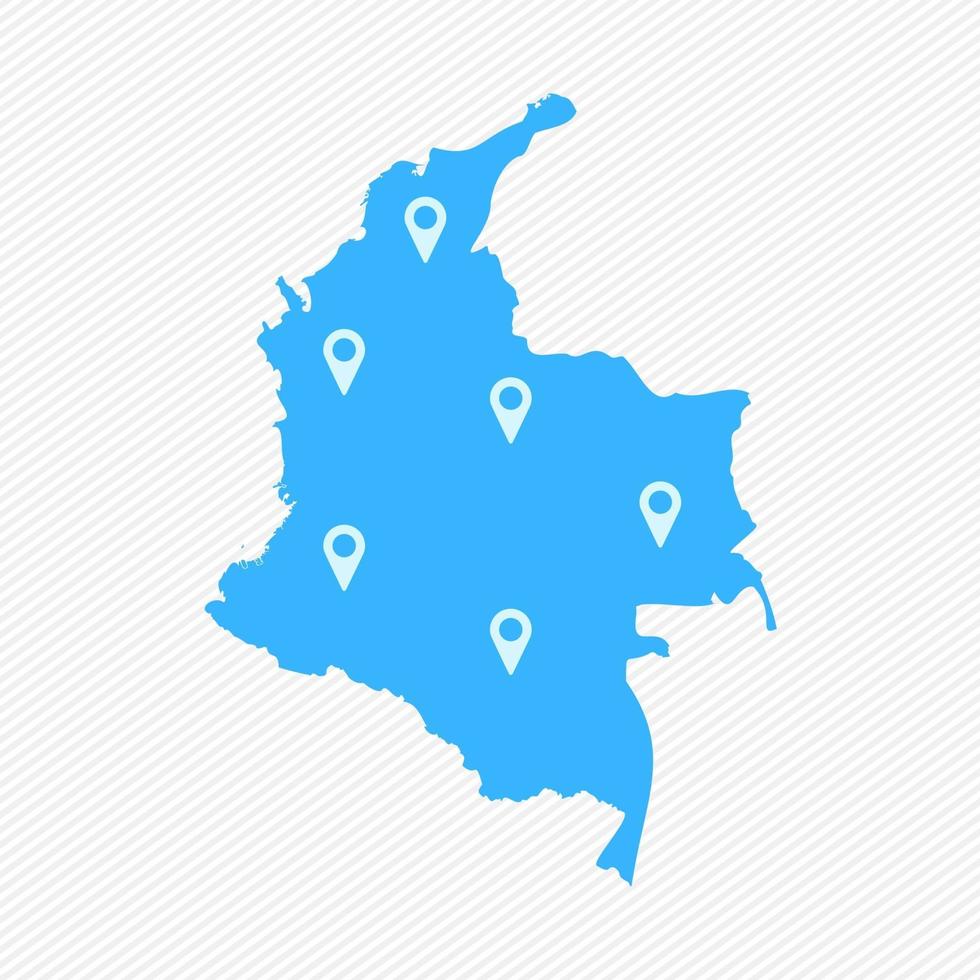 Colombia Simple Map With Map Icons vector