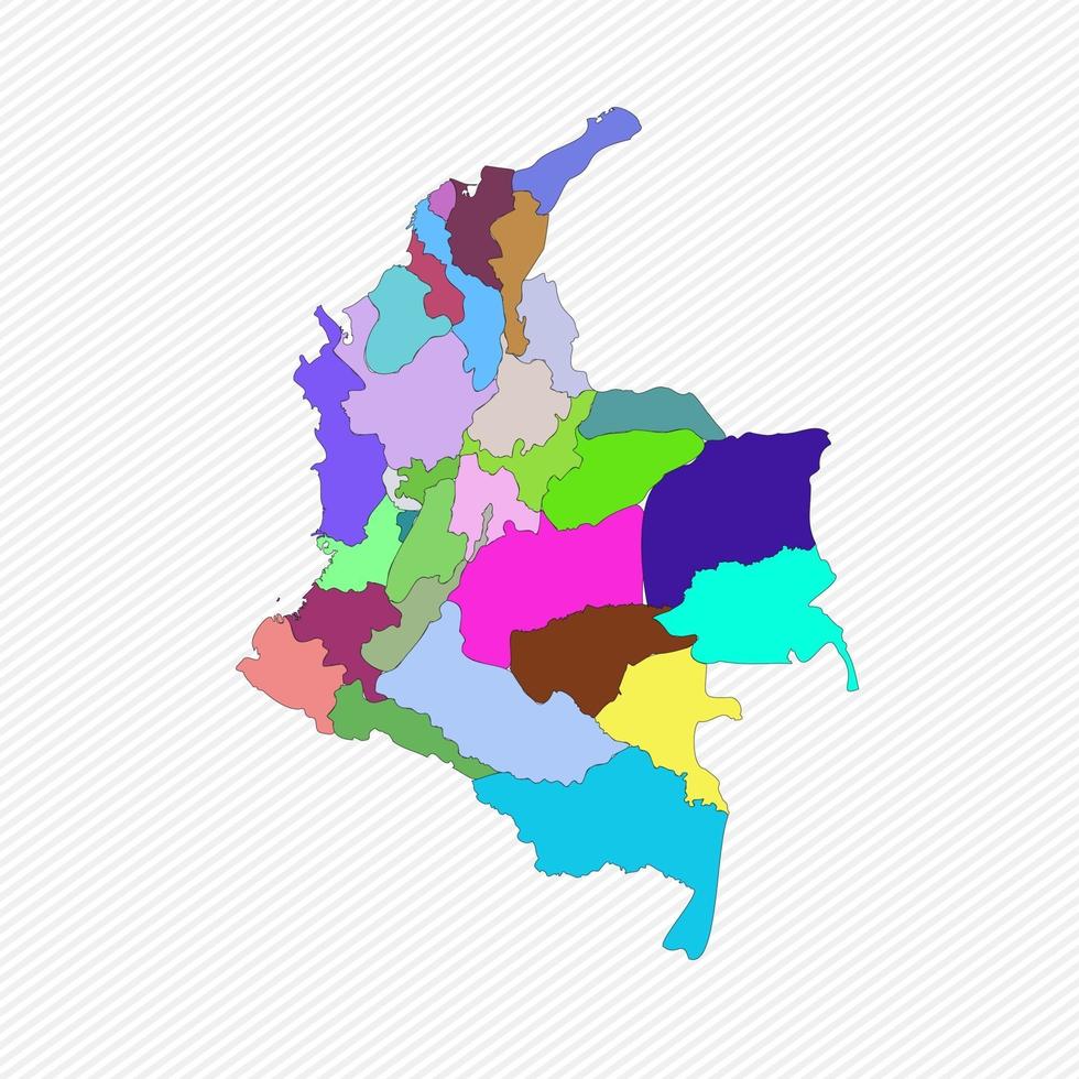 mapa detallado de colombia con estados vector