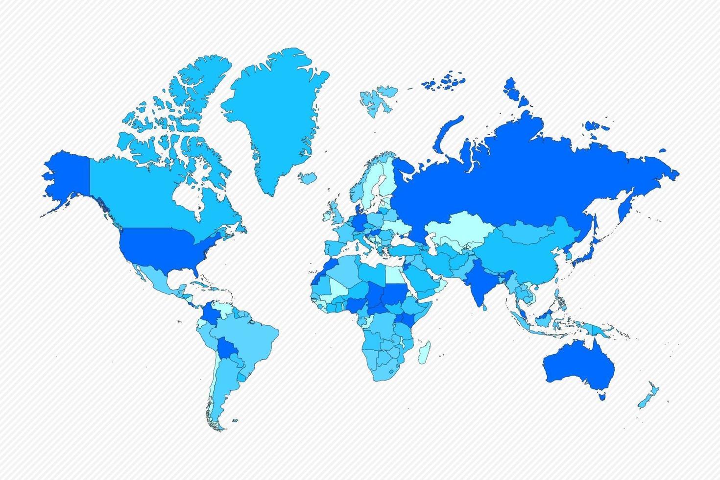 Blue World Divided Map With Countries vector