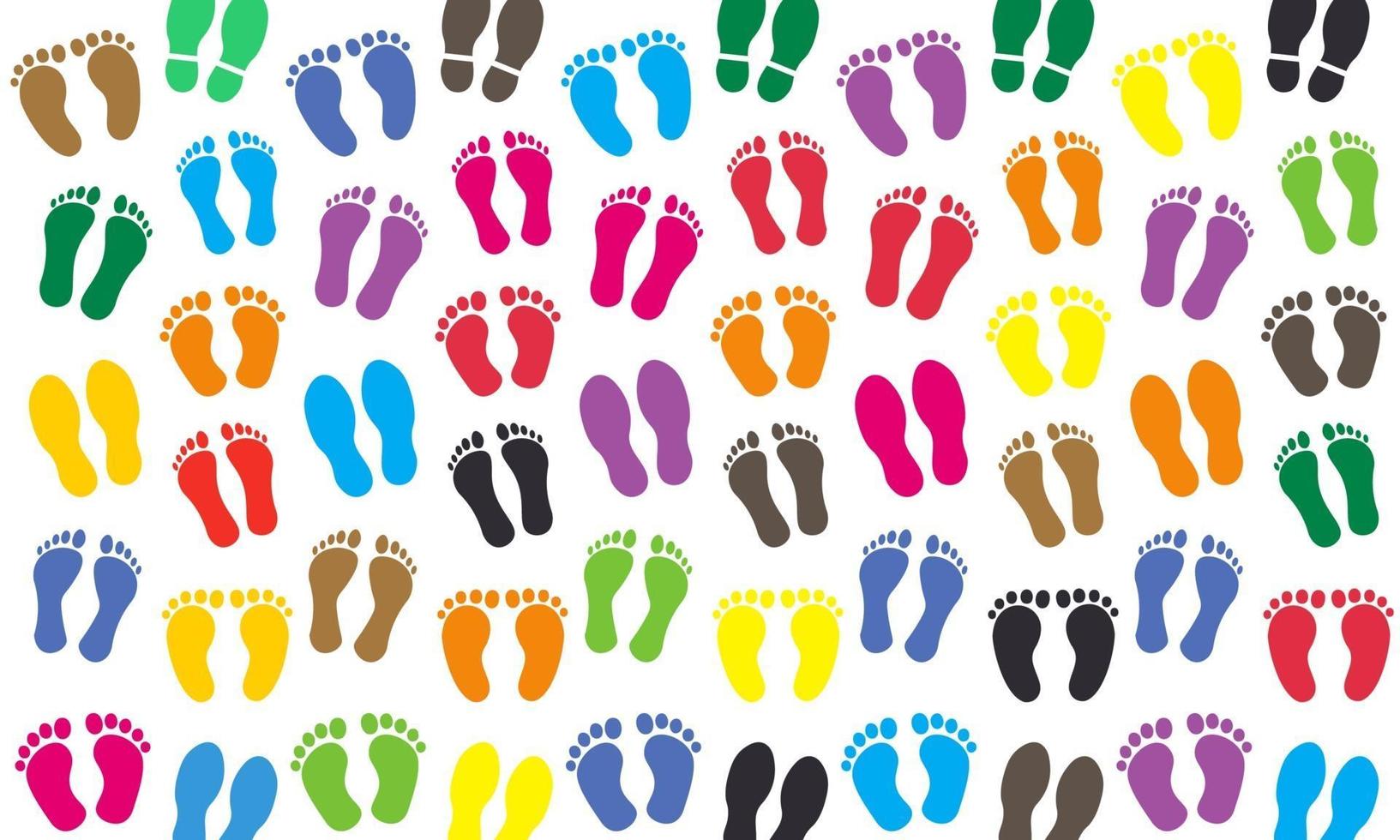 Colorful Human Footprints Silhouette Background vector