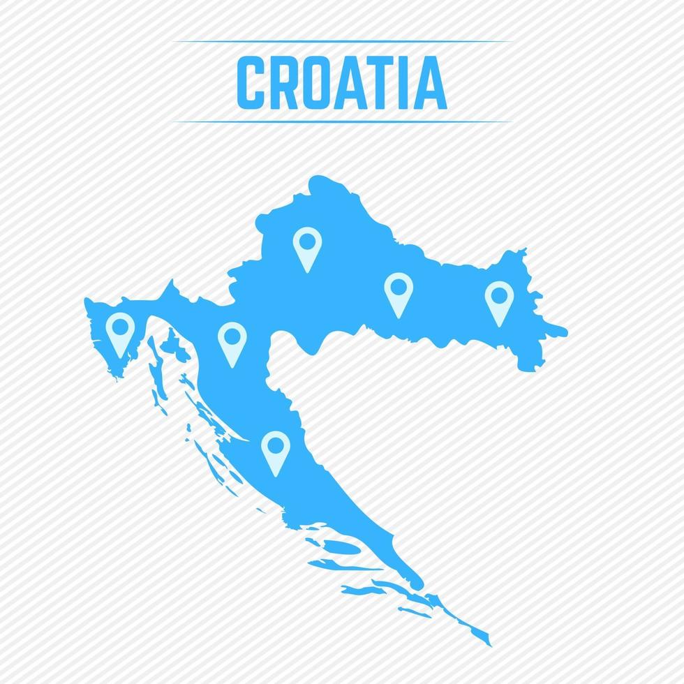 mapa simple de croacia con iconos de mapa vector