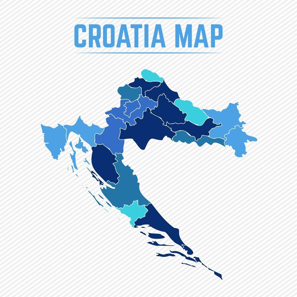 croacia mapa detallado con estados vector