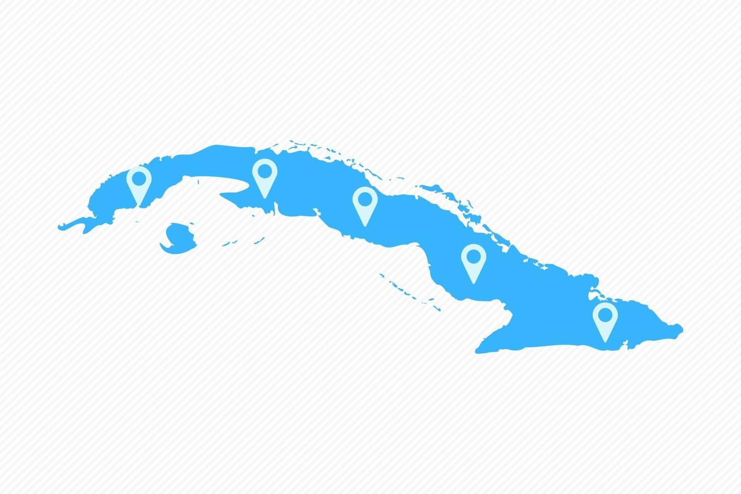 mapa simple de cuba con iconos de mapa vector