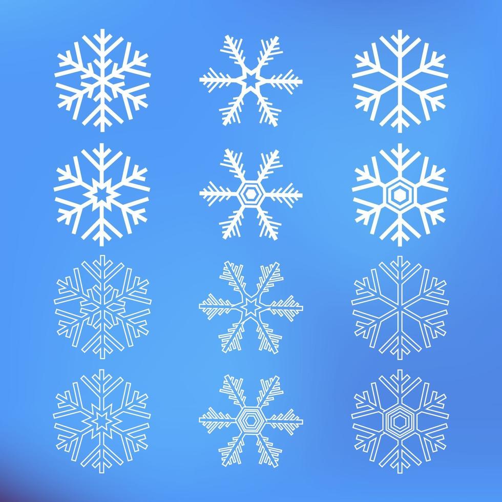 ilustración linda de los iconos del copo de nieve vector