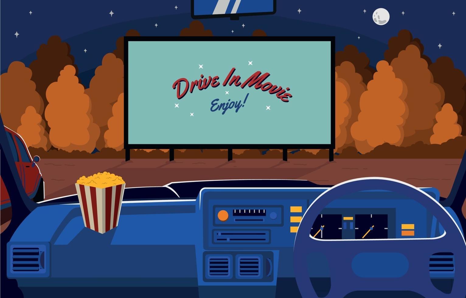 Enjoy Drive in Movie Concept vector