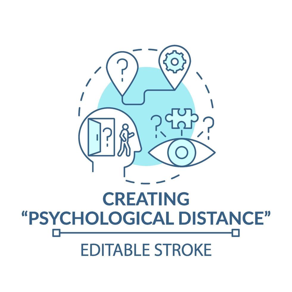 Creating psychological distance blue concept icon vector