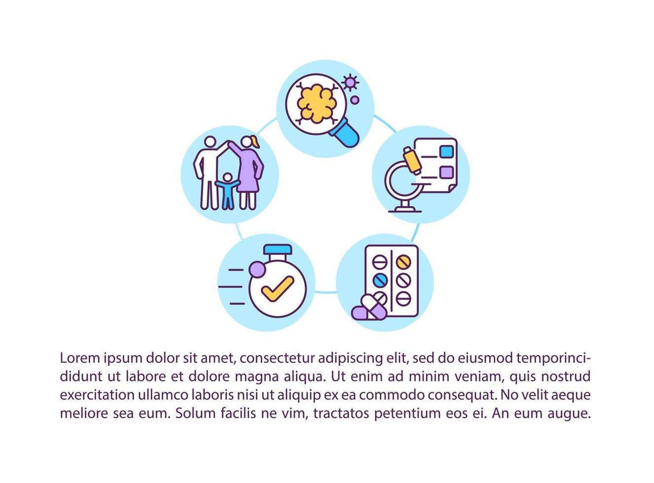 Identificación temprana de iconos de líneas de concepto de enfermedades con texto vector