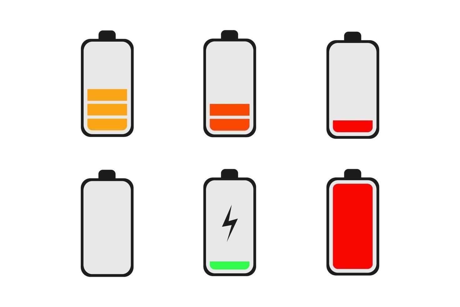 ilustración de conjunto de iconos de batería baja del teléfono vector