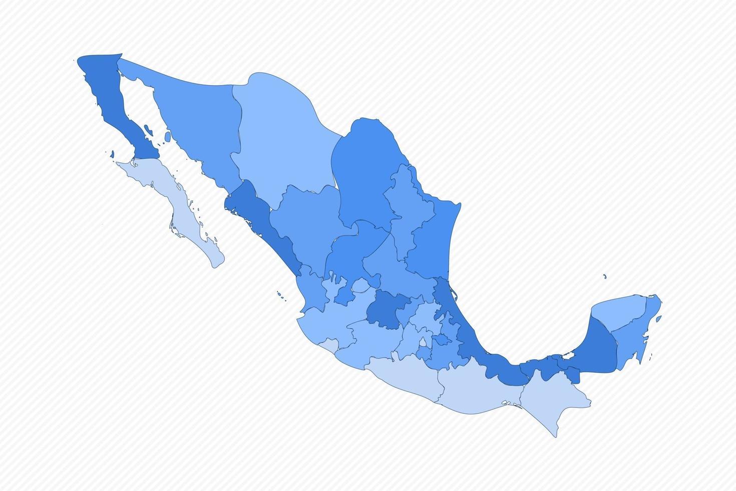 Mexico Divided Map With States vector