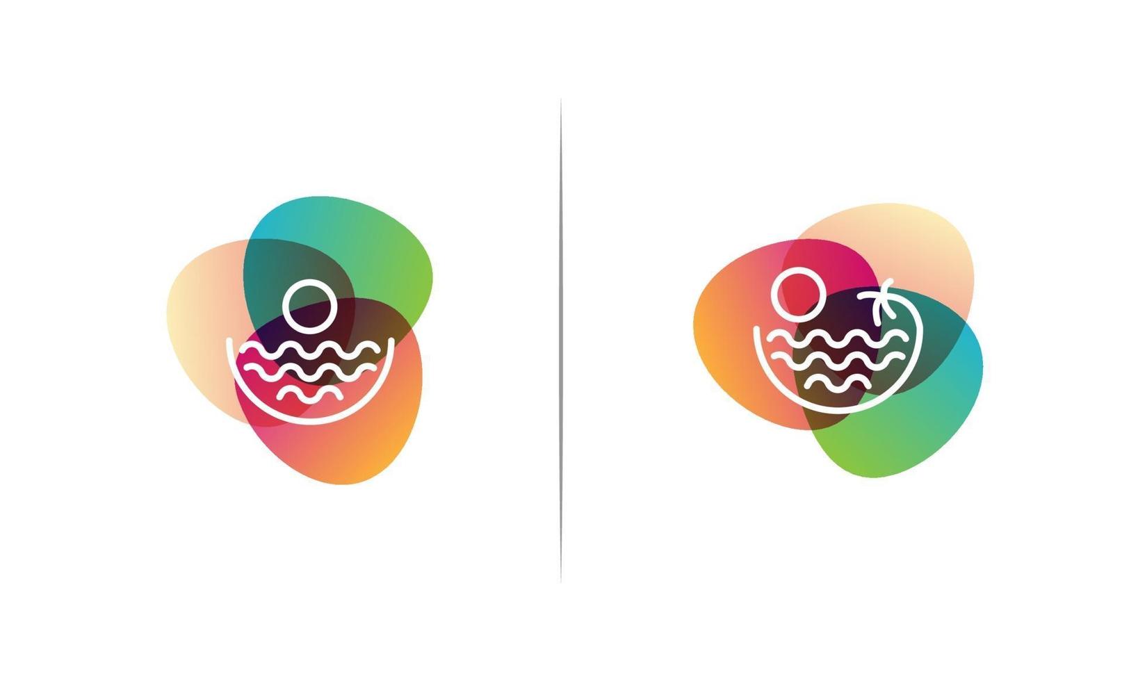 Ilustración de vector de diseño de conjunto de logotipo de puesta de sol de playa