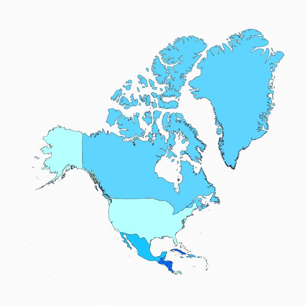 mapa dividido de américa del norte con países vector