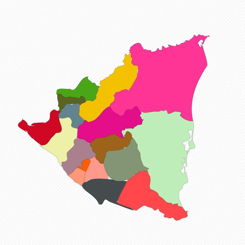 nicaragua mapa detallado con estados vector