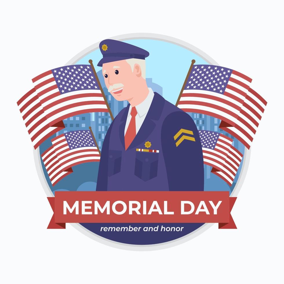 Memorial Day a Veteran wearing a uniform vector