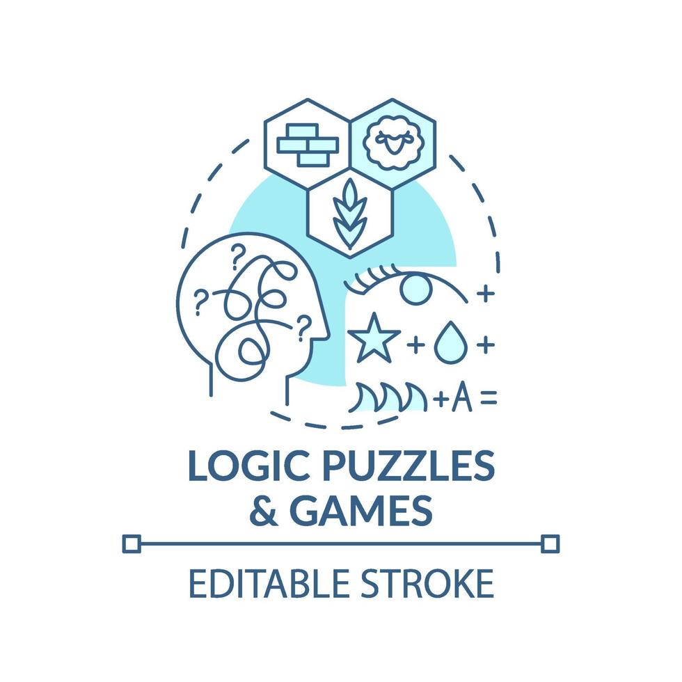 Logic puzzles and games blue concept icon vector