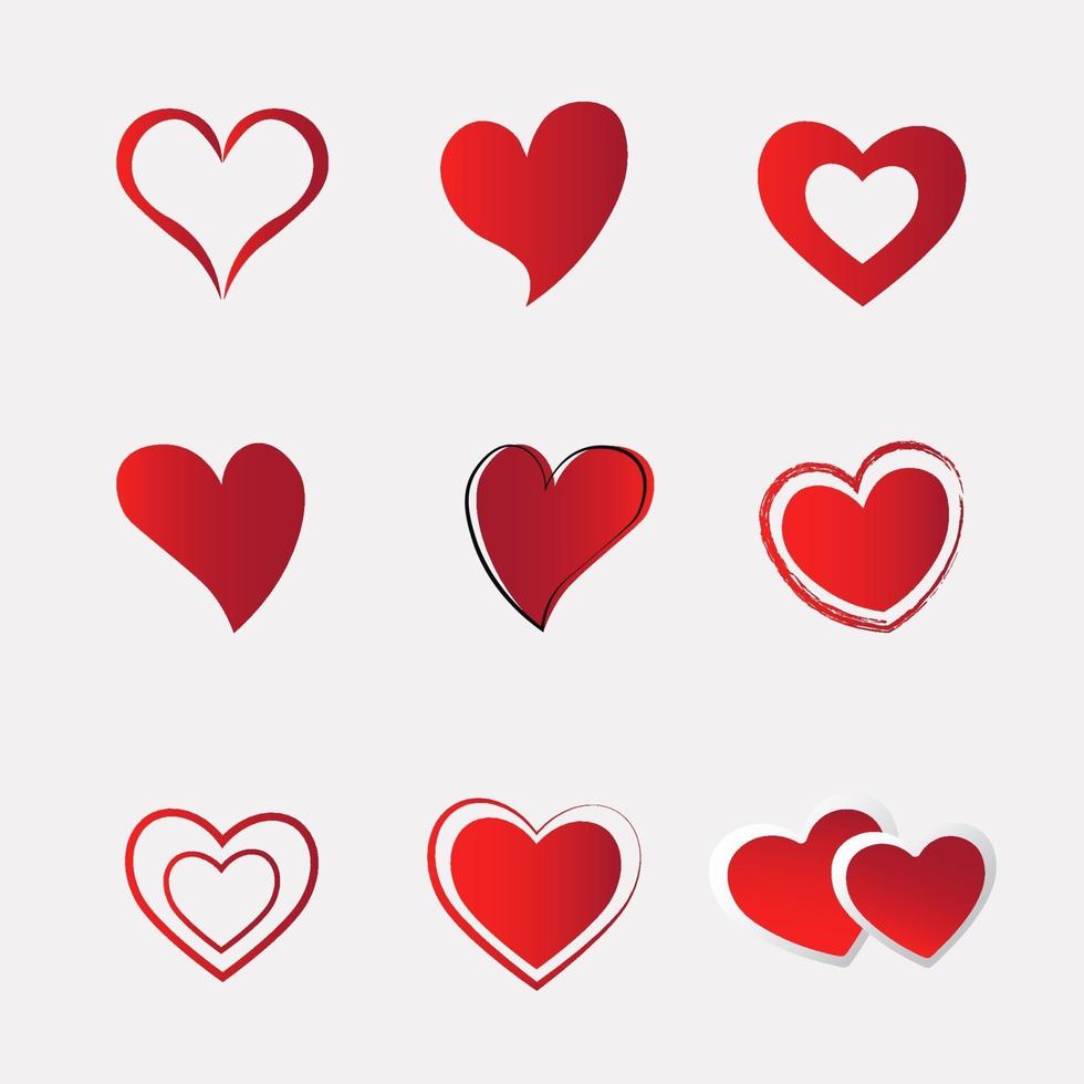 Red Heart Silhouette Set vector