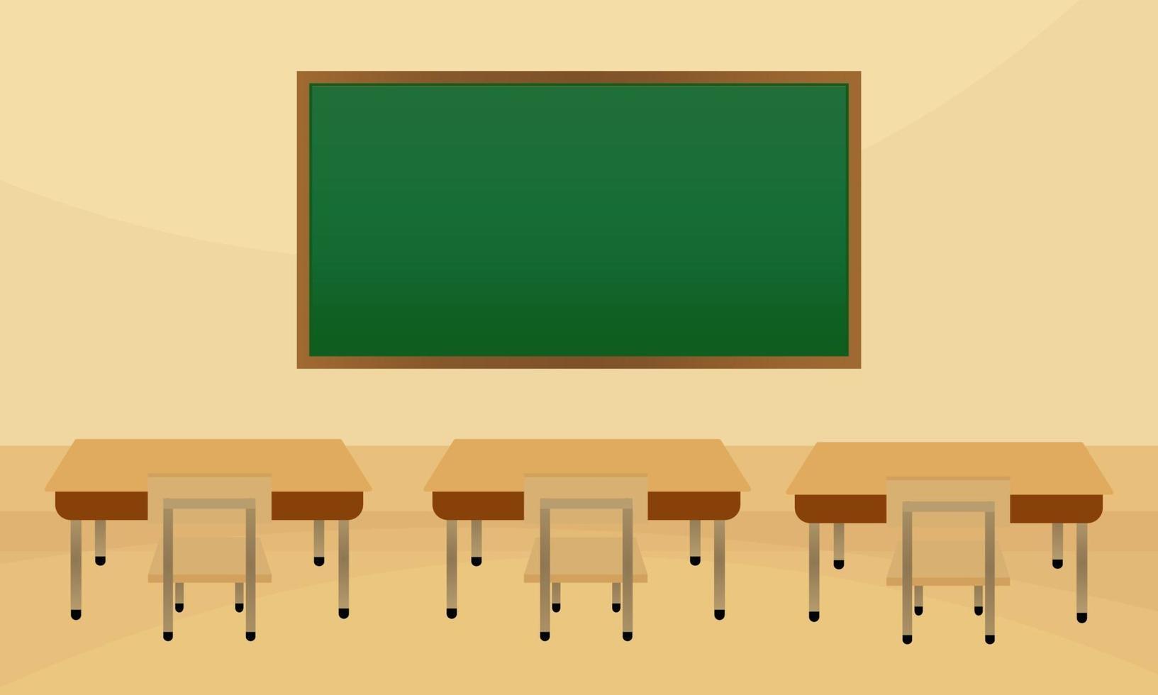 School Classroom Illustration With Chalkboard and Tables vector