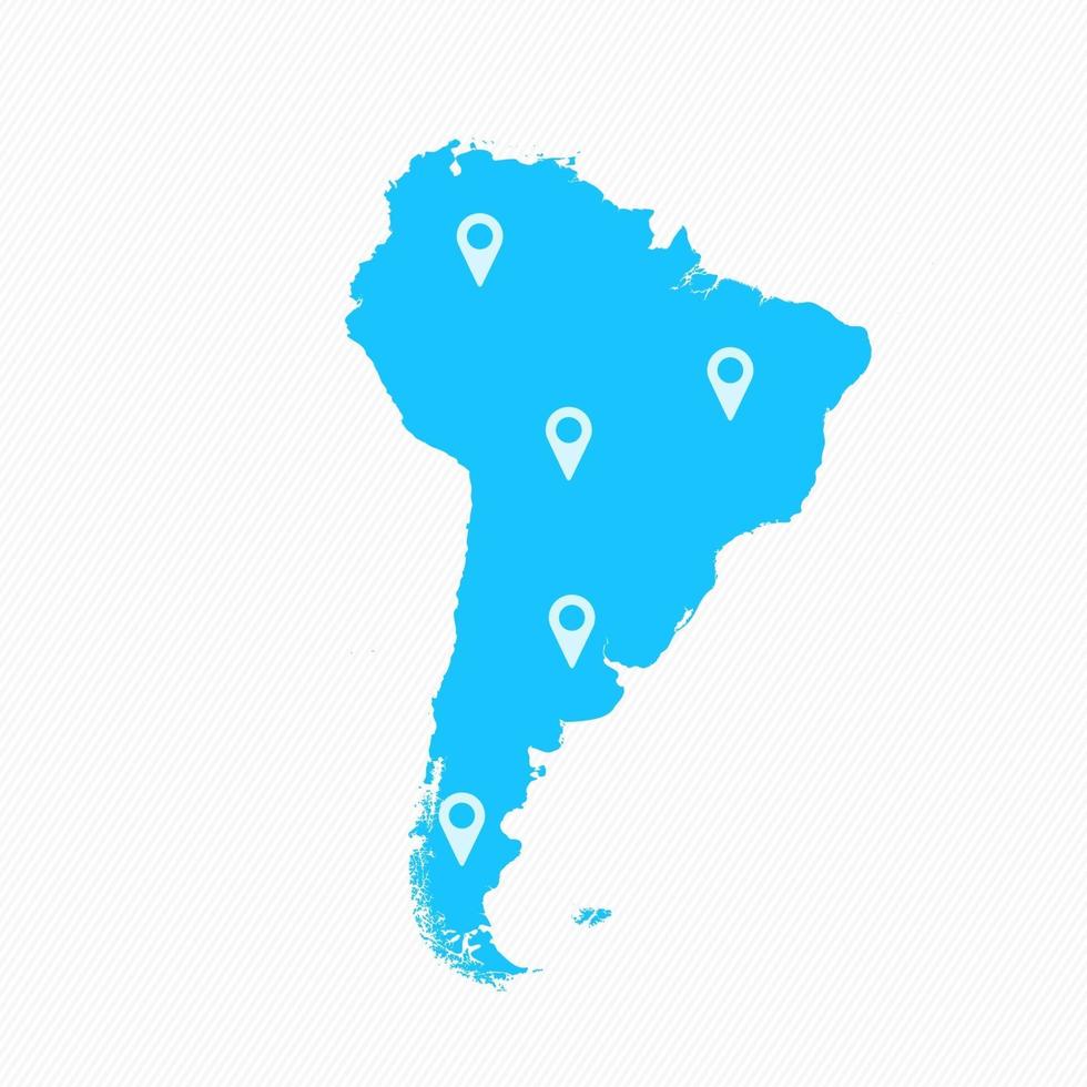 South America Map With Map Icons vector