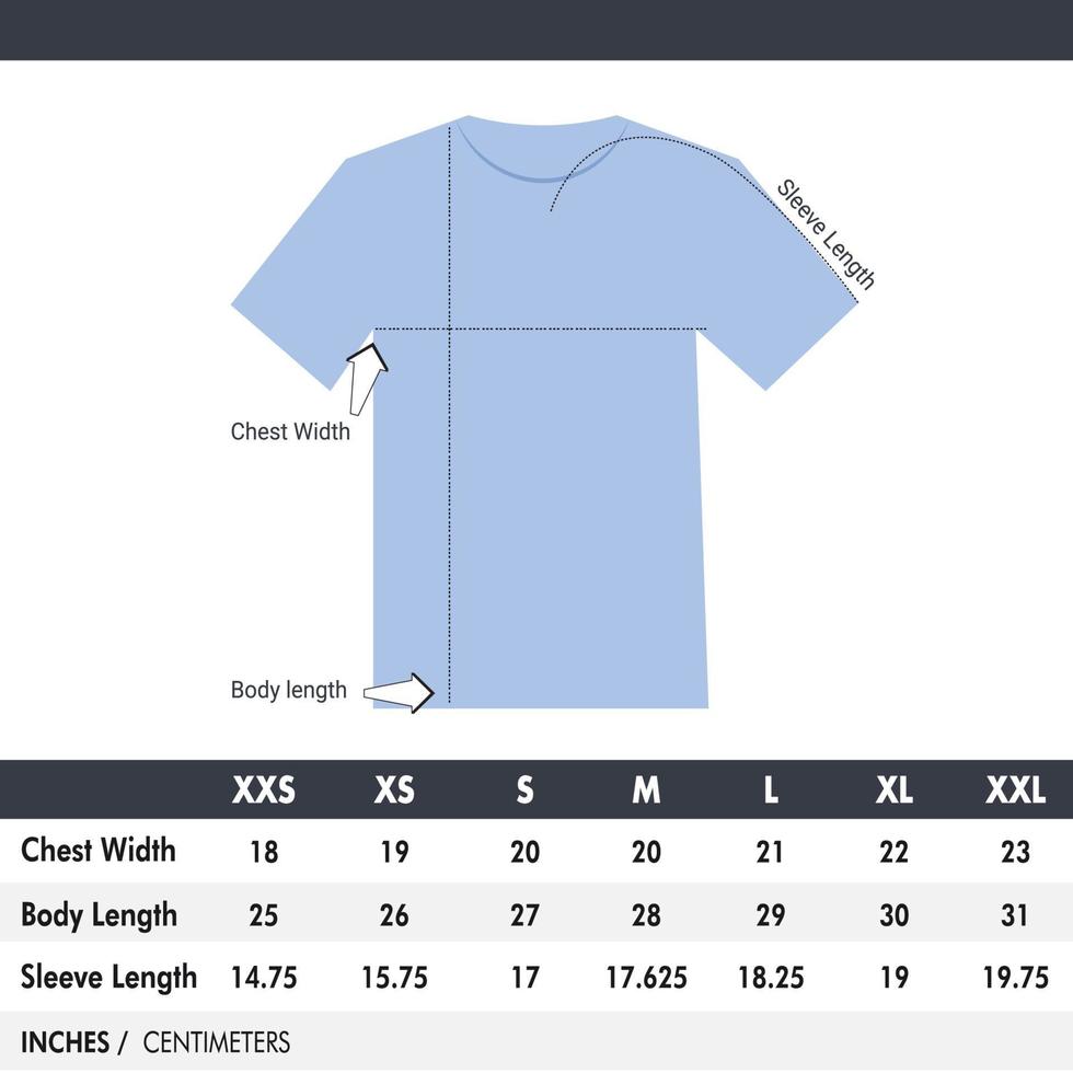 Shirt Size Table Template vector