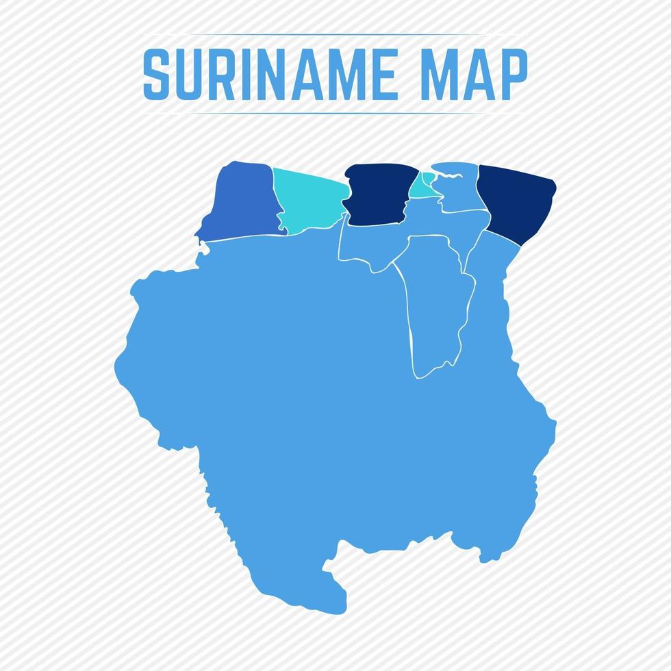 Suriname Detailed Map With States vector