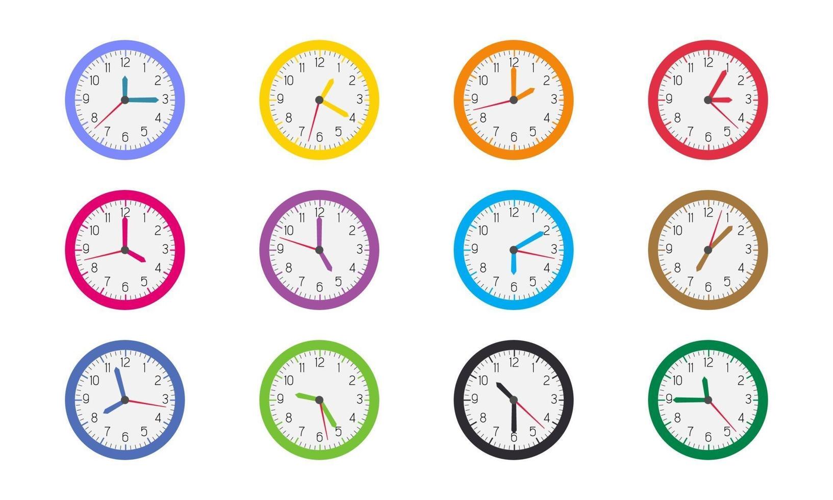 variedad de iconos de horas de reloj vector