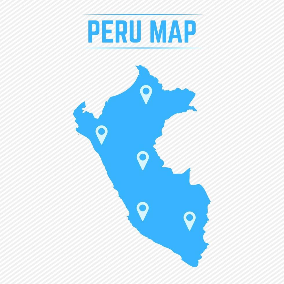 mapa simple de perú con iconos de mapa vector