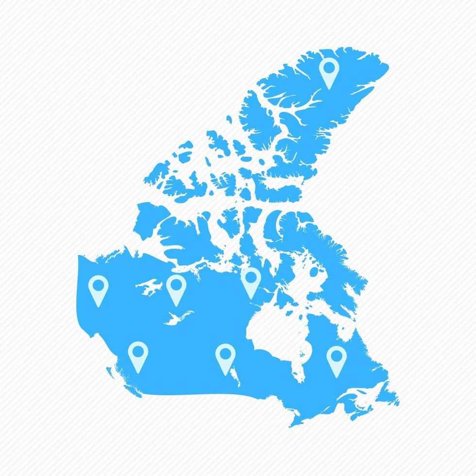 mapa de canadá con iconos de mapa vector