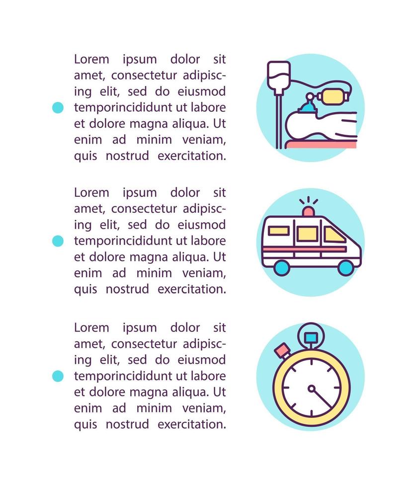 Medical emergency situations concept line icons with text vector