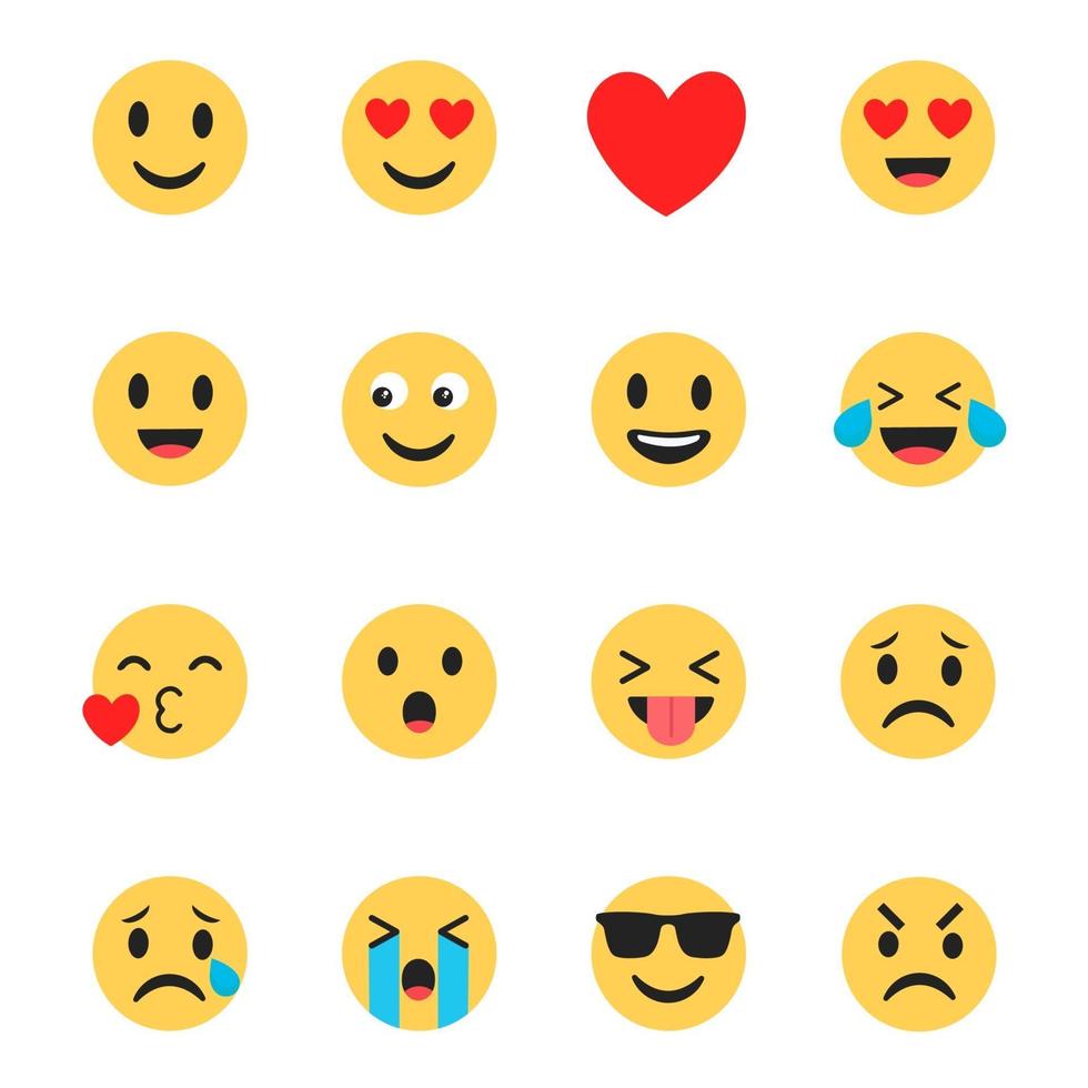 iconos emoji set diseño plano vector