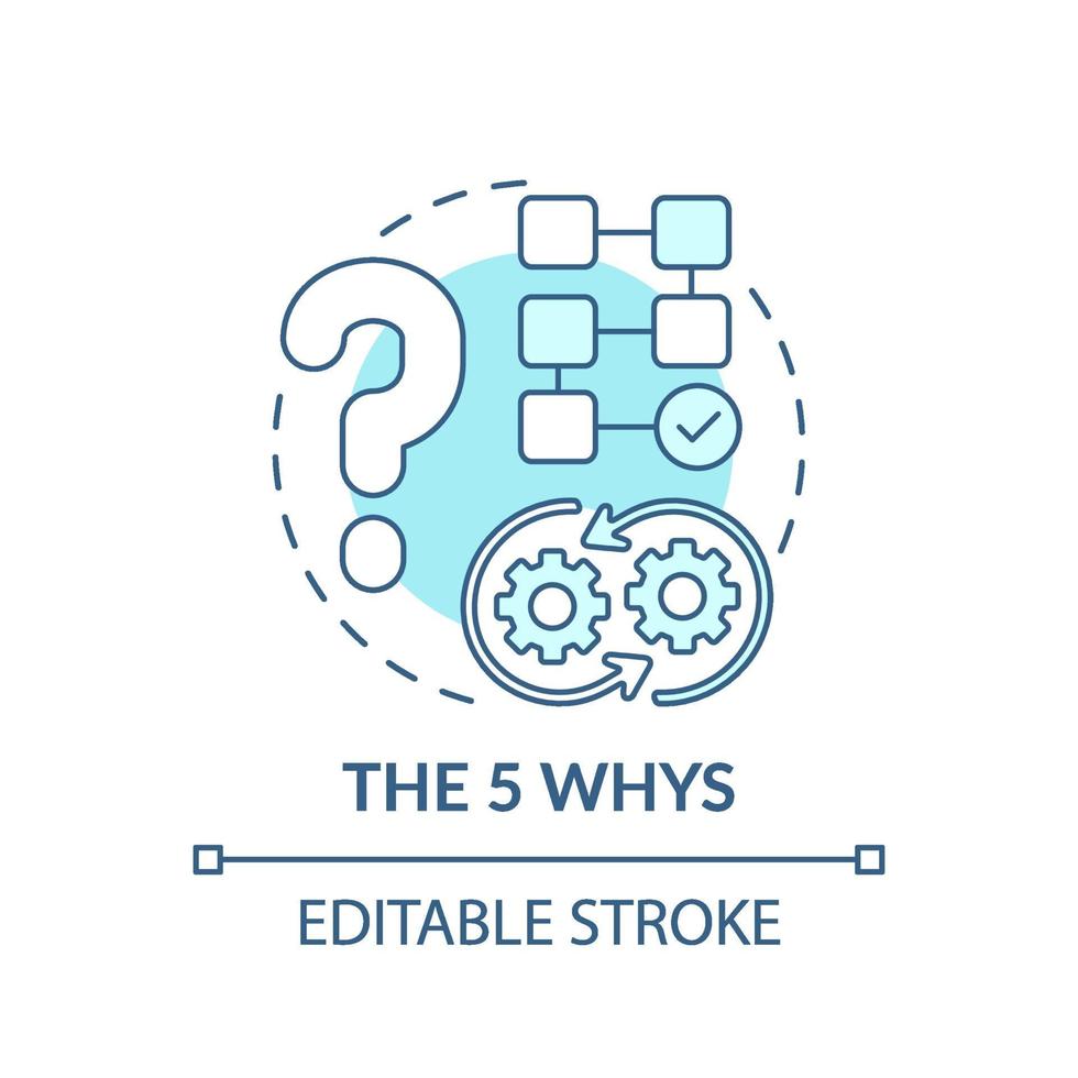 The 5 whys blue concept icon vector