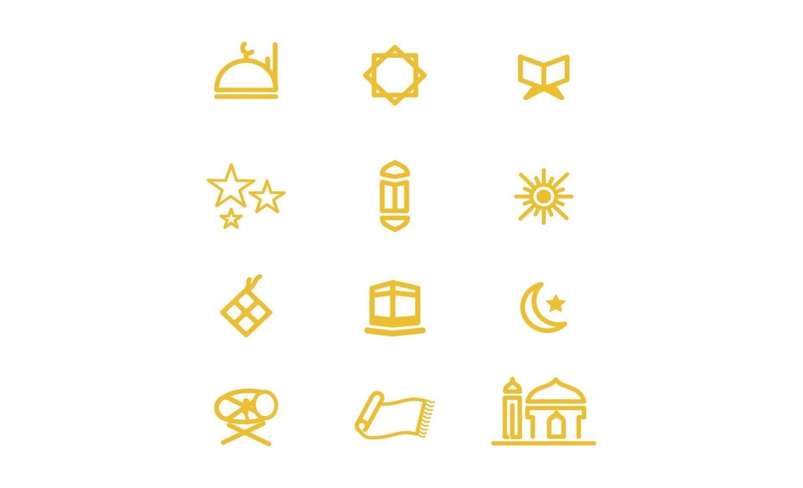 vector de plantilla de diseño de conjunto de iconos de ramadán