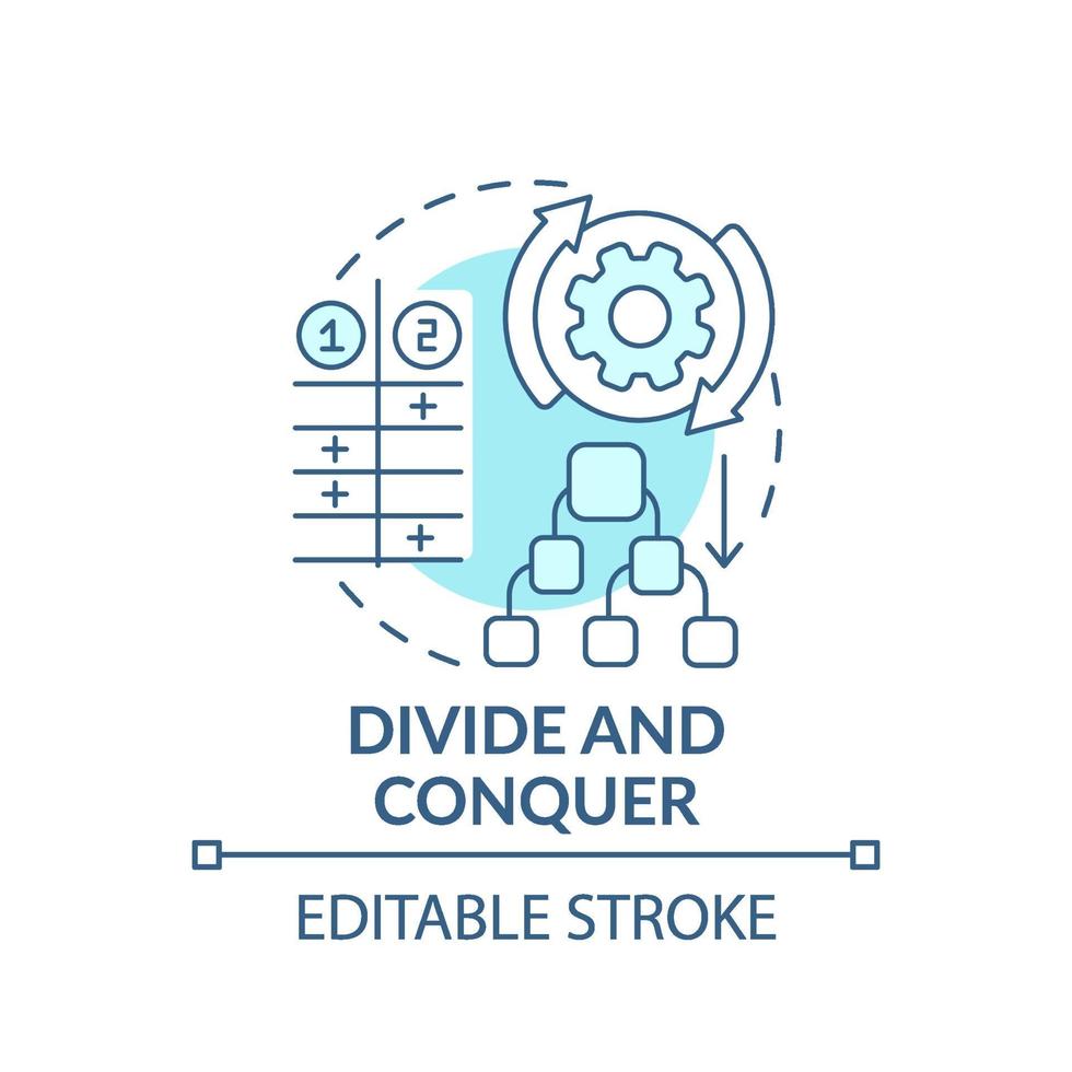 Divide and conquer blue concept icon vector