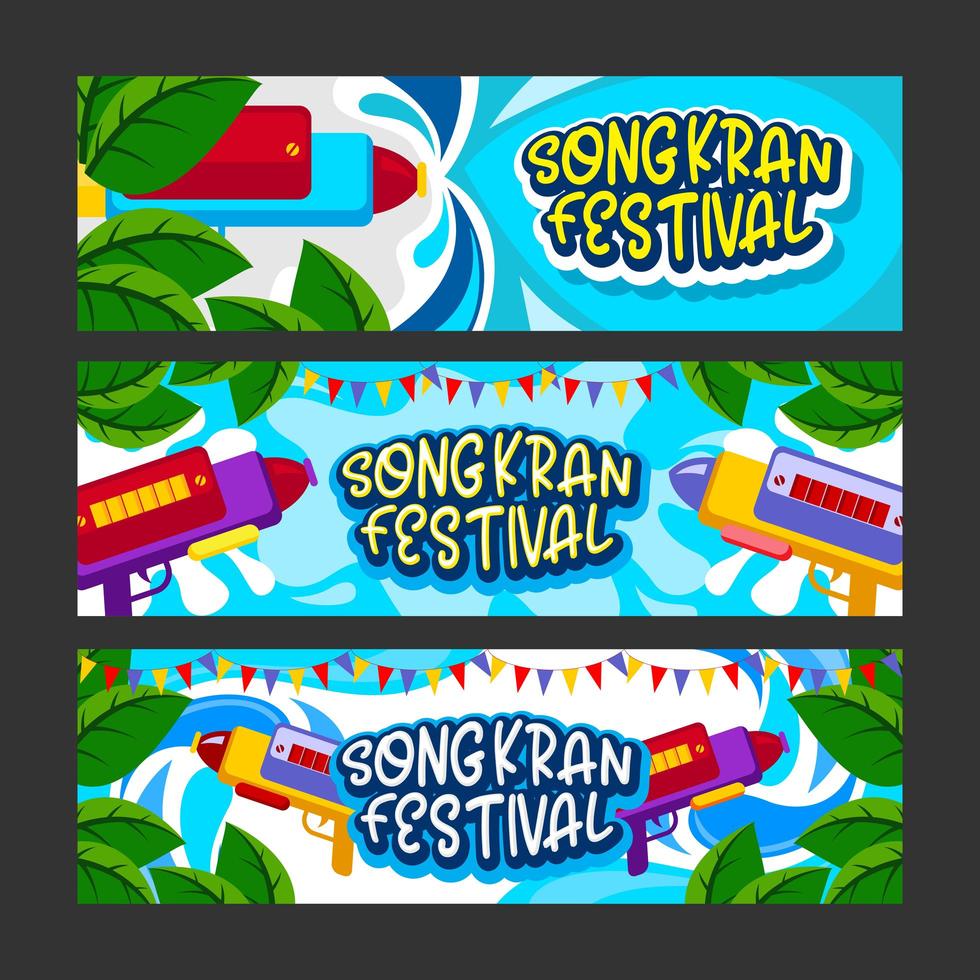 Songkran Water Festival Banner Template Set vector