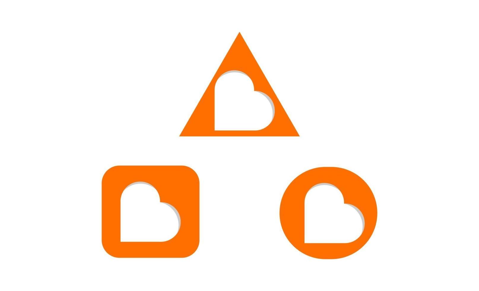 elemento de icono de ilustración de vector de plantilla de logotipo de rectángulo redondeado cuidado de amor