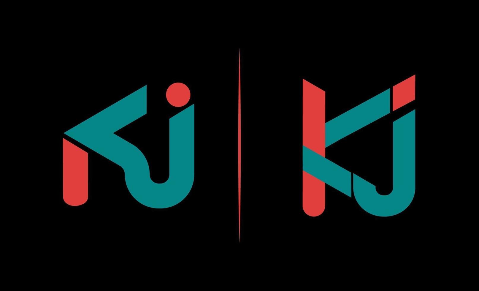vector de plantilla de diseño de logotipo creativo monograma kj inicial