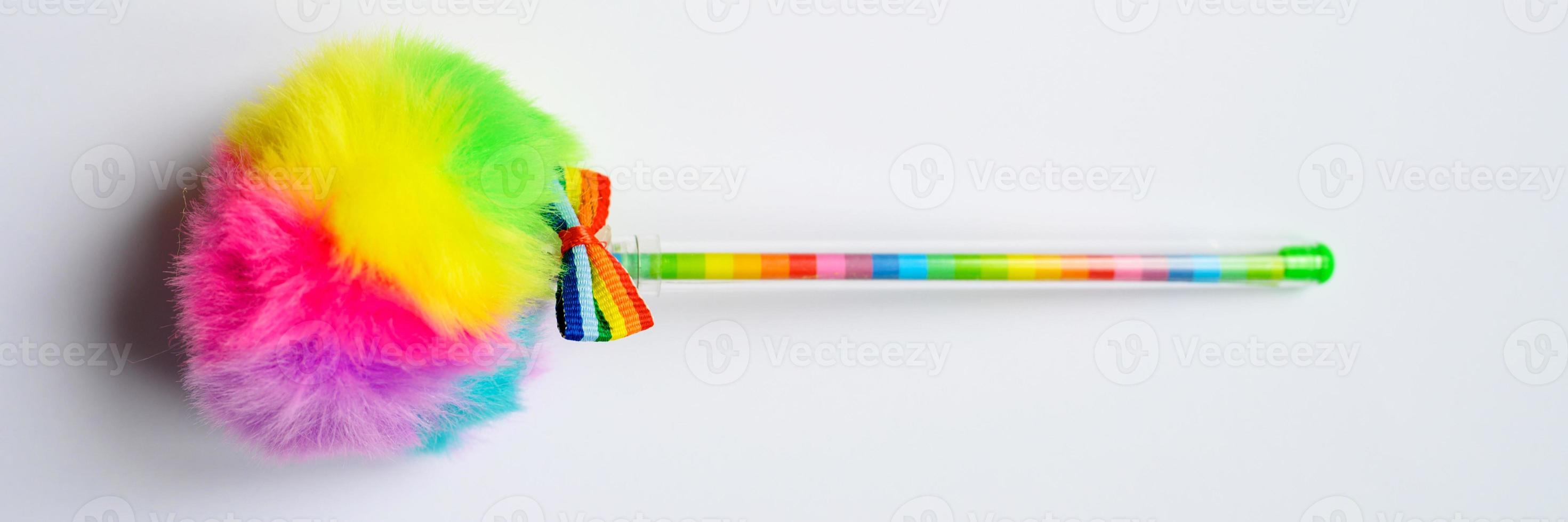 Multi-colored pen on white background photo