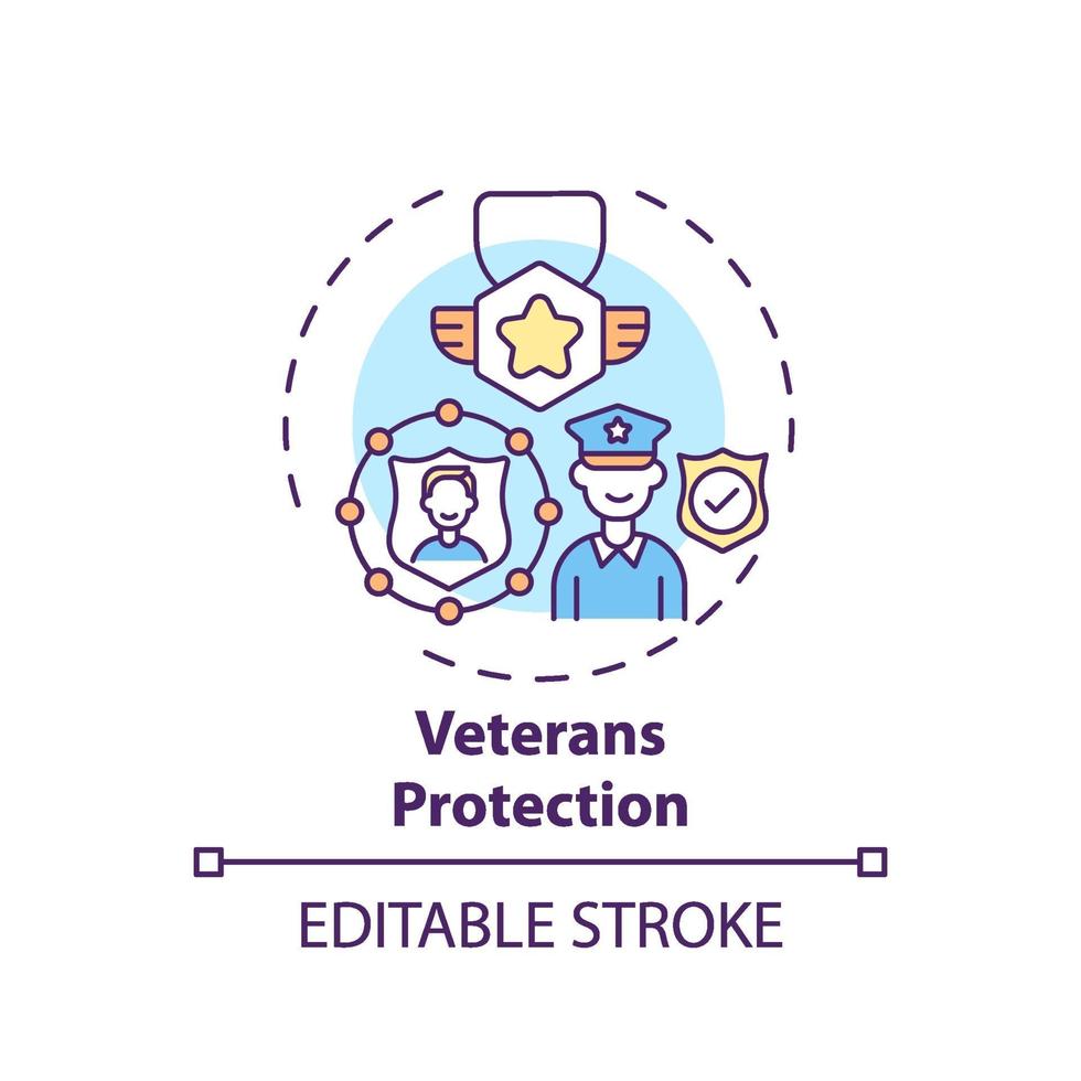 icono del concepto de protección de veteranos vector