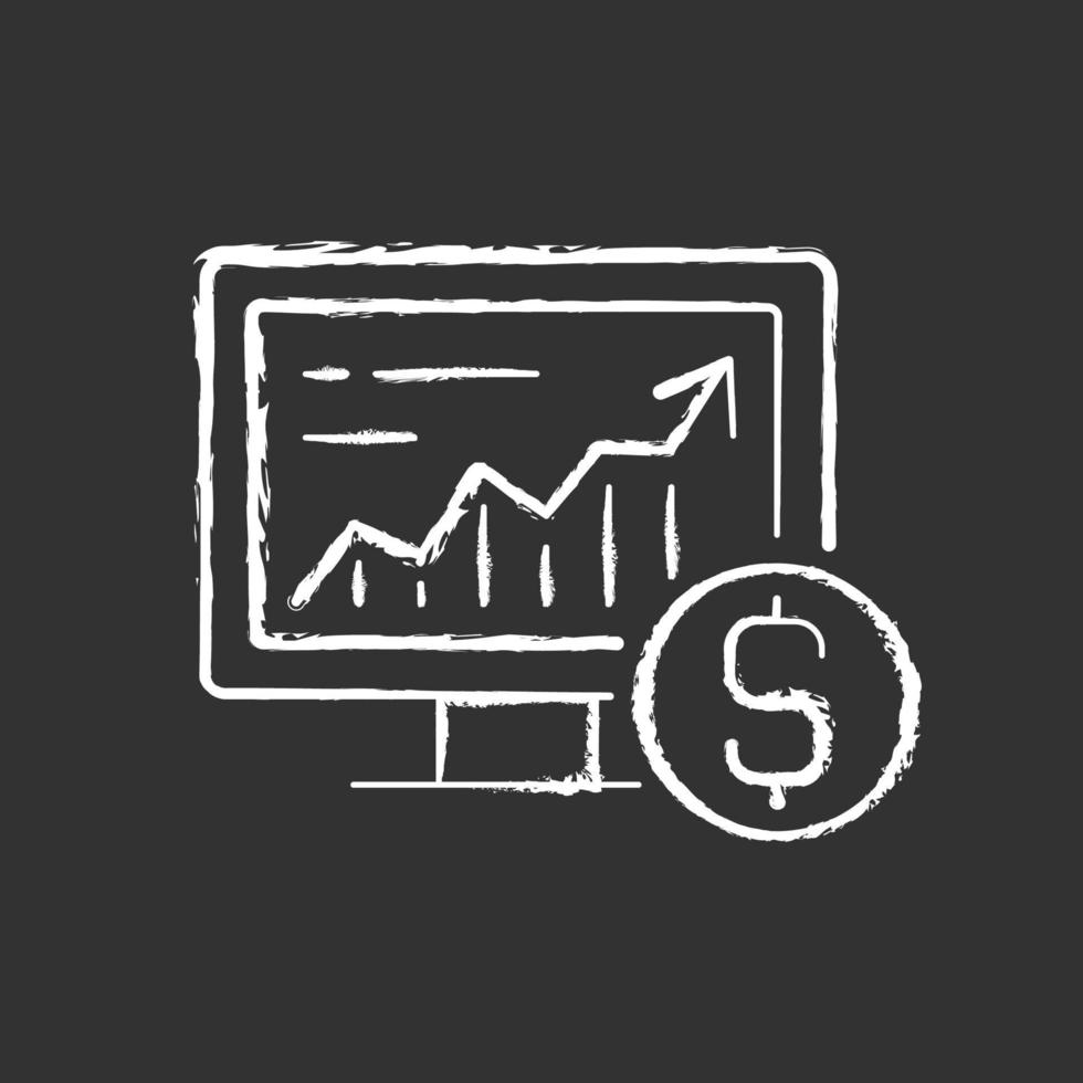 Online stock trading chalk white icon on black background vector