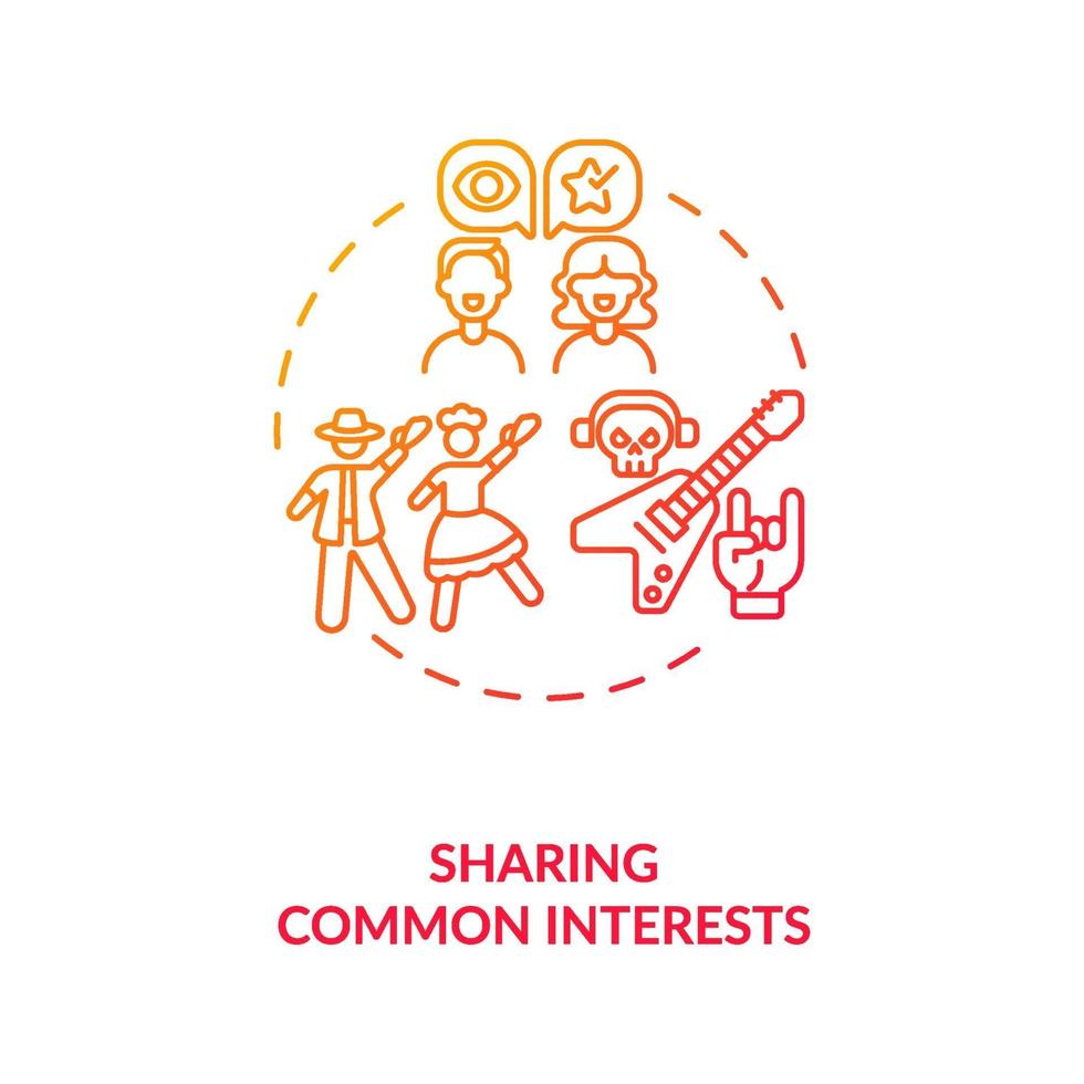 Sharing common interests with partner concept icon. vector