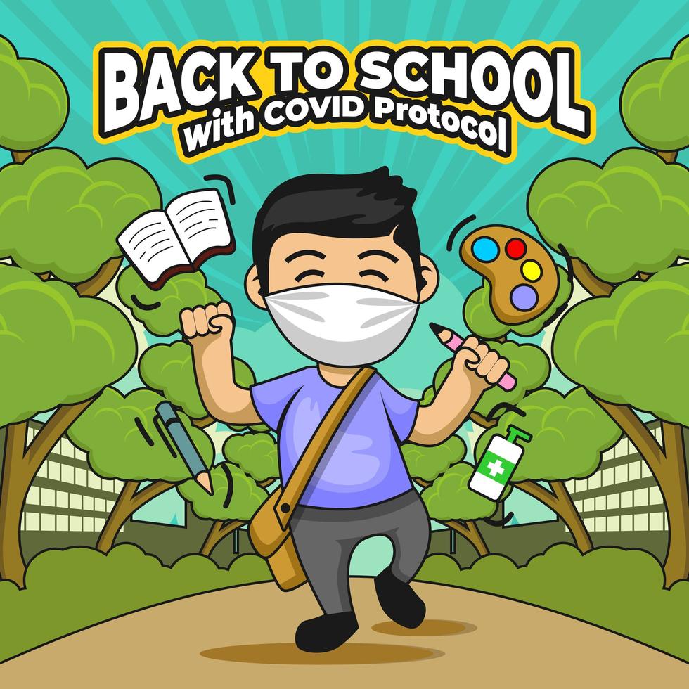 regreso a clases con protocolo covid vector