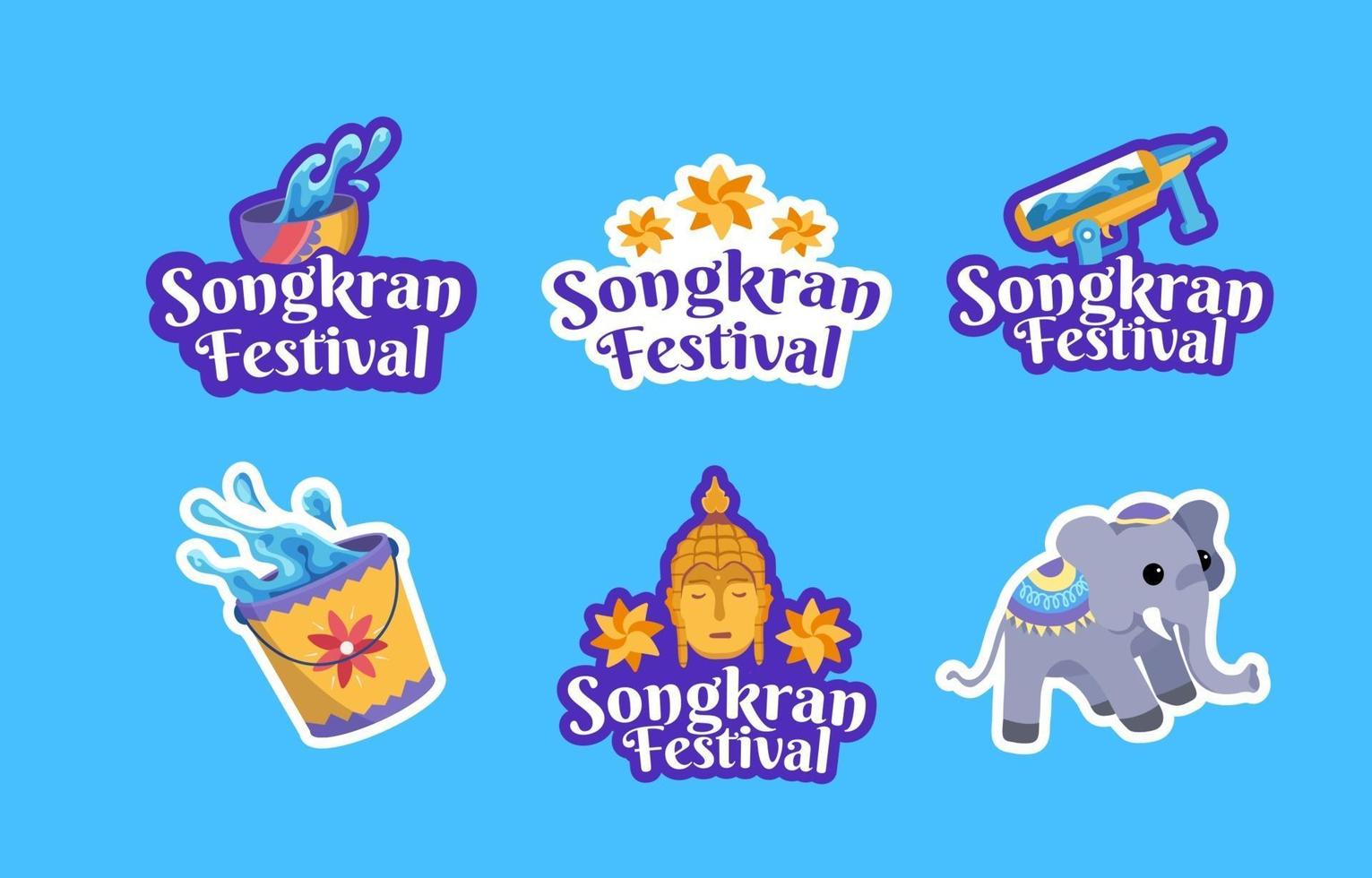 conjunto de pegatinas de Songkran vector