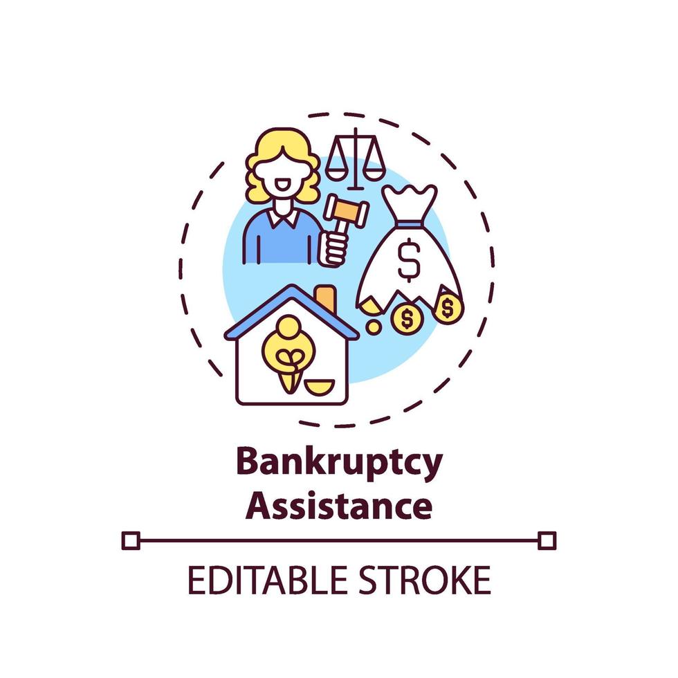 Bankruptcy assistance concept icon vector