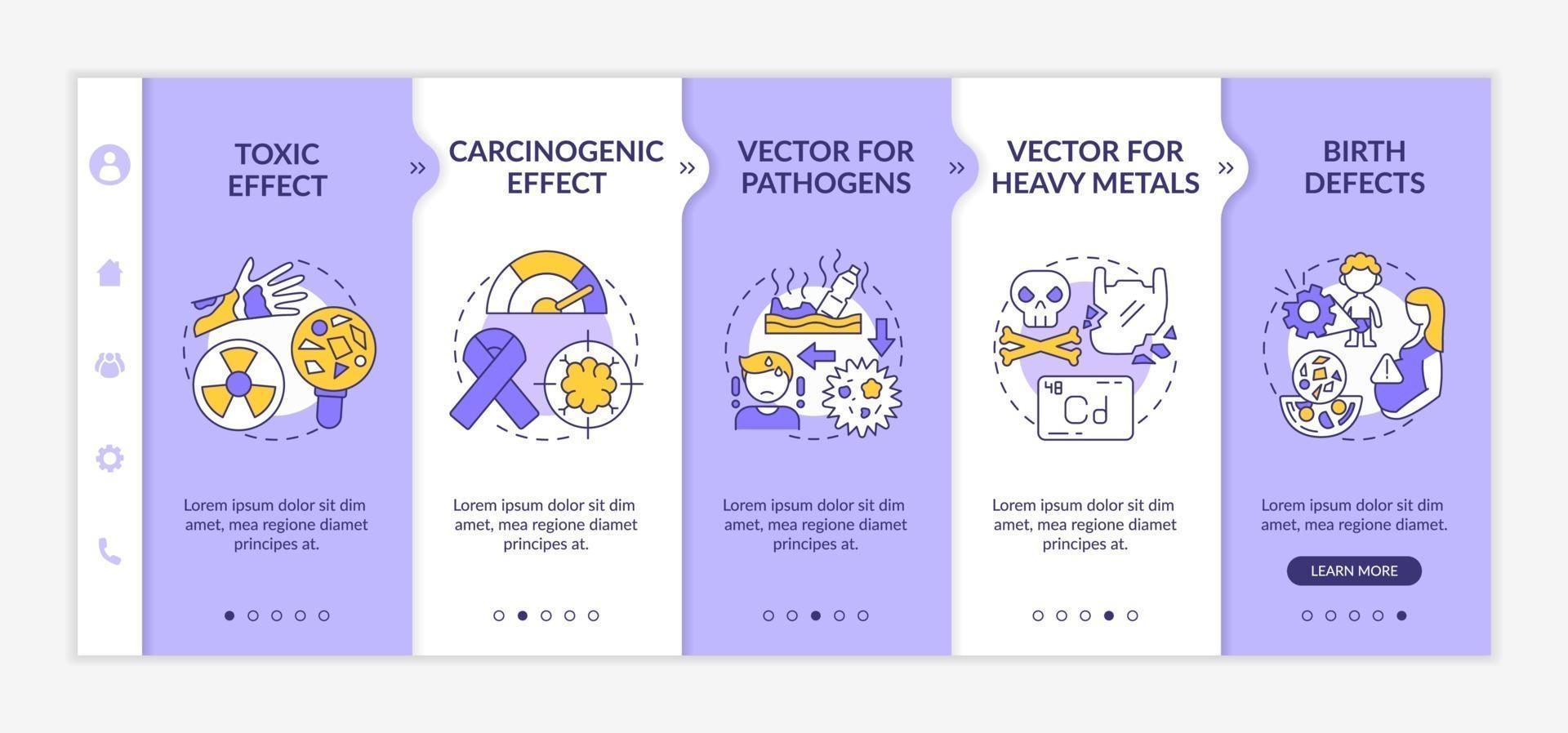 Microplastics health effects onboarding vector template