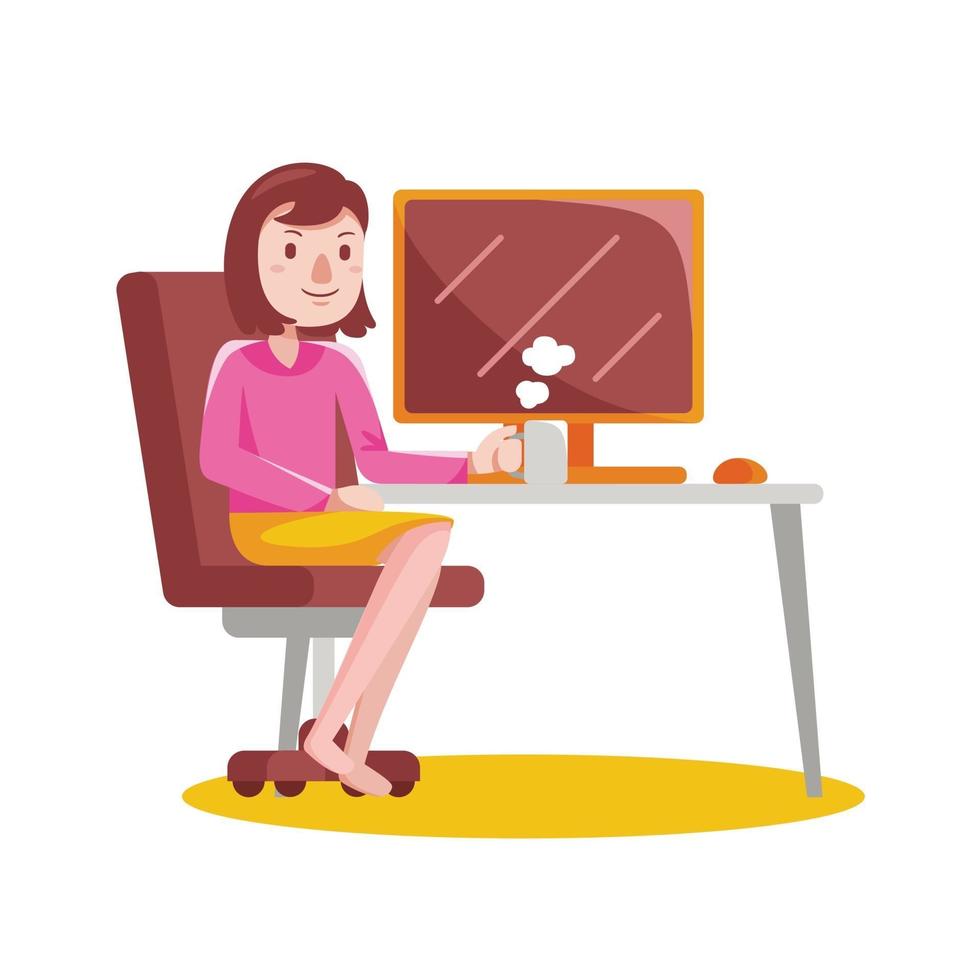 Woman Working From Home vector