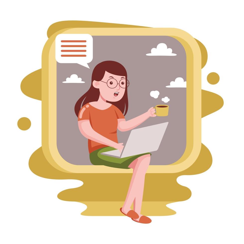 Woman Working From Home vector