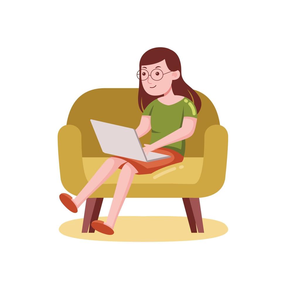 Woman Working From Home vector