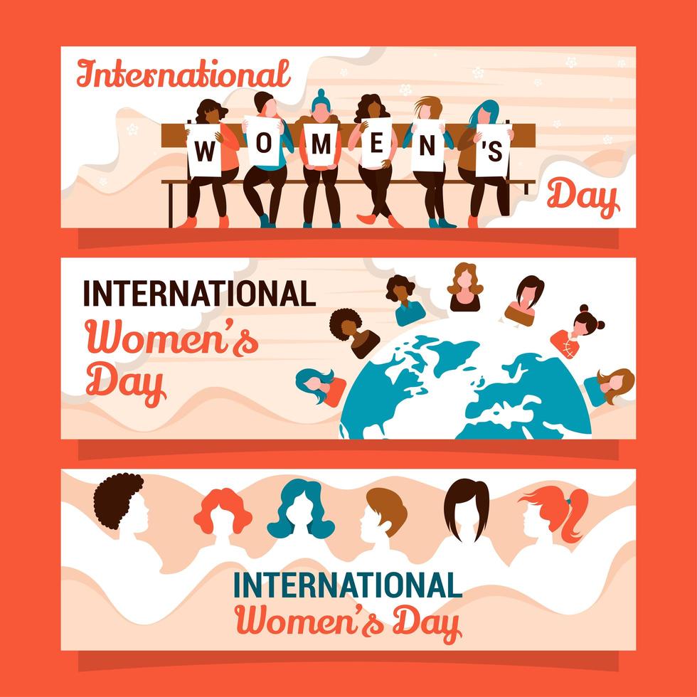 Women's Day Diversity Banner Design Set vector