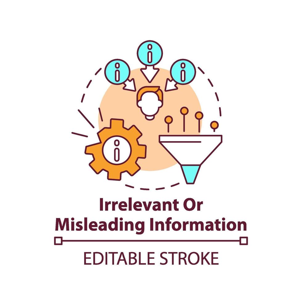 Irrelevant or misleading information concept icon vector